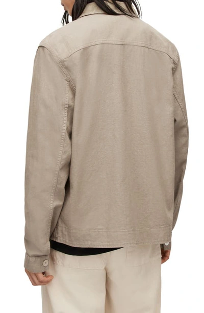 Shop Allsaints Bruc Linen & Cotton Shirt Jacket In Dusty Taupe