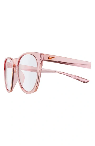 Shop Nike Essential Horizon 51mm Round Blue Light Blocking Glasses In Washed Coral/ Blue Light