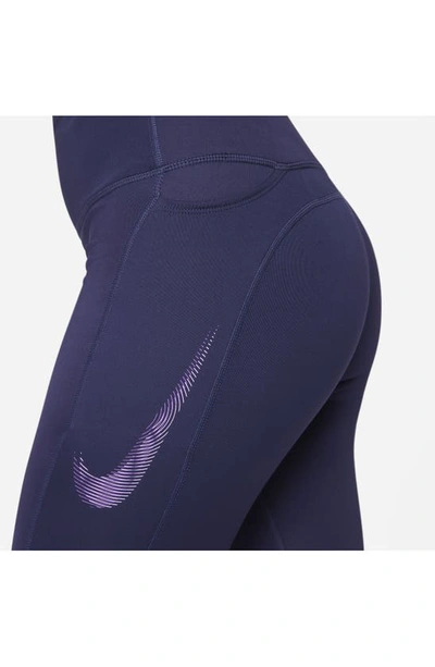 Shop Nike Dri-fit 7/8 Tights In Purple Ink/ Disco Purple