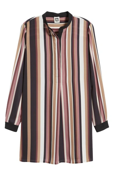 Anne Klein Stripe Tunic Top In Rose Stone Multi