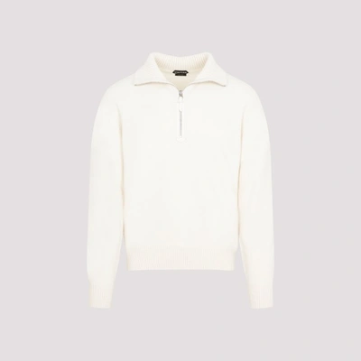 Shop Tom Ford Half Zip Sweater In Aw Ivory