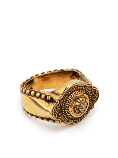 Shop Versace Gold-tone La Medusa Greca Ring