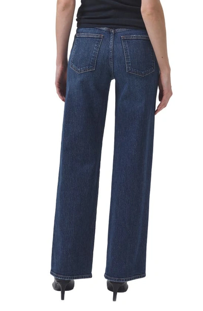 Agolde Wide-leg Denim Trousers With Metal Buttons In Blue