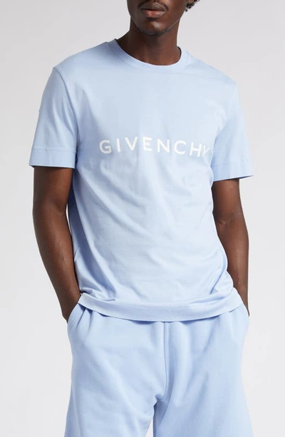 Shop Givenchy Slim Fit Cotton Logo Tee In 452 - Baby Blue
