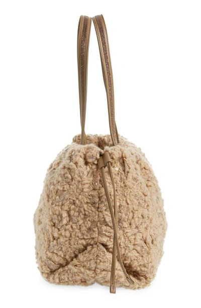 Brunello Cucinelli Large Embroidered Wool Tote Bag In C9010 Camel