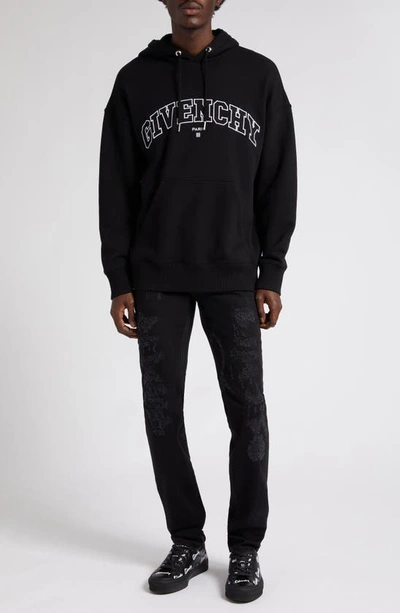 Shop Givenchy Collegiate Logo Cotton Graphic Hoodie In 001-black