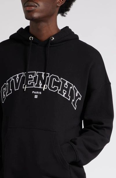 Givenchy Slim Fit Hoodie In Felpa With Patch In 001-black