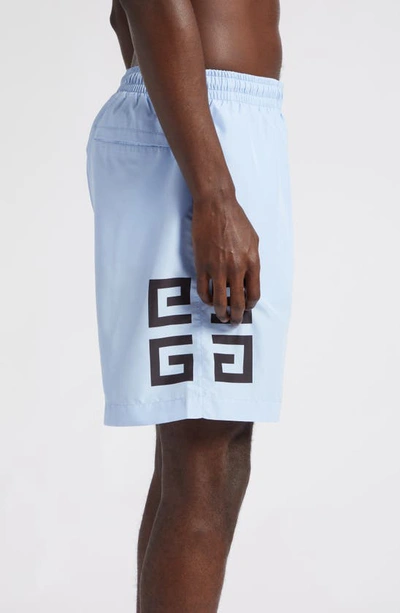 Shop Givenchy Logo Swim Trunks In 453-baby Blue