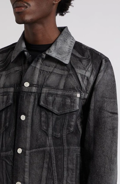 Shop Givenchy Painted Denim Trucker Jacket In 002-black/ Grey