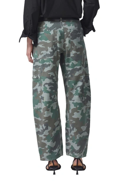Citizen Of Humanity Marcelle Camo Print Low Rise Barrel Cargo Pants In Incognito