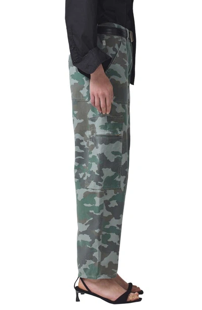 Shop Citizens Of Humanity Marcelle Camo Print Low Rise Barrel Cargo Pants In Incognito