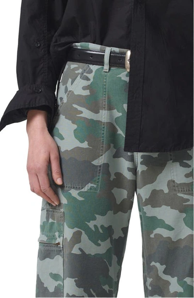 Shop Citizens Of Humanity Marcelle Camo Print Low Rise Barrel Cargo Pants In Incognito