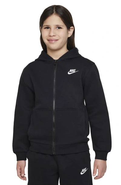 Shop Nike Kids' Sportswear Club Fleece Full-zip Hoodie In Black/ White