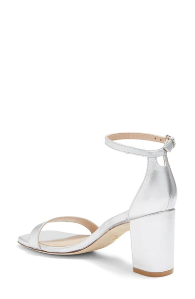 Stuart Weitzman Nudistcurve Block Heel Sandal In Silver