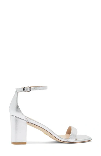 Stuart Weitzman Nudistcurve Block Heel Sandal In Silver