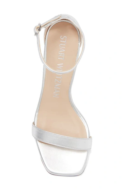 Stuart Weitzman Nudistcurve Block Heel Sandal In Silver