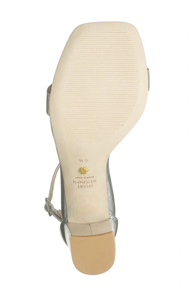 Stuart Weitzman Nudistcurve Block Heel Sandal In Silver