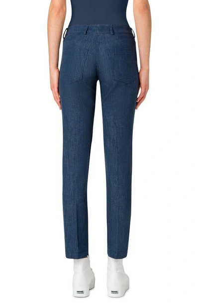 Shop Akris Magda Stretch Denim Pants In Blue