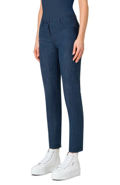 Shop Akris Magda Stretch Denim Pants In Blue