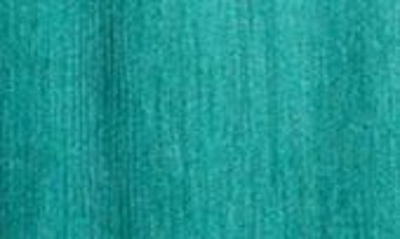 Shop Floret Studios Textured Long Sleeve Satin Jumpsuit In Emerald