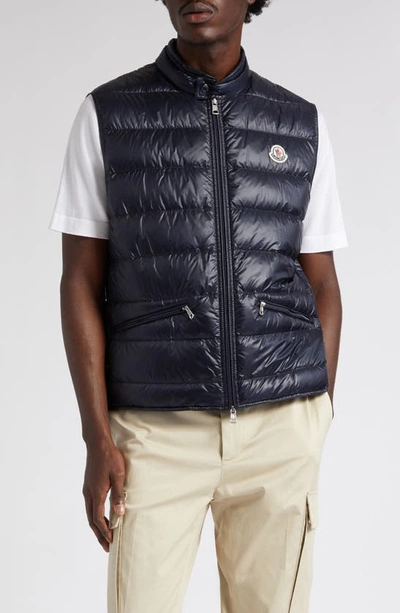 Shop Moncler Gui Down Puffer Vest In Navy