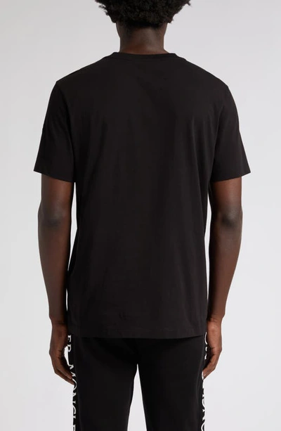 Shop Moncler Gradient Logo Cotton Graphic T-shirt In Black