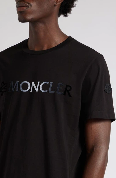 Shop Moncler Gradient Logo Cotton Graphic T-shirt In Black