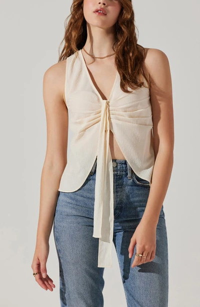 Shop Astr Pleated Sleeveless Top In Cream