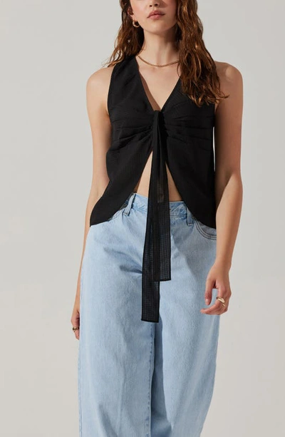 Shop Astr Pleated Sleeveless Top In Black