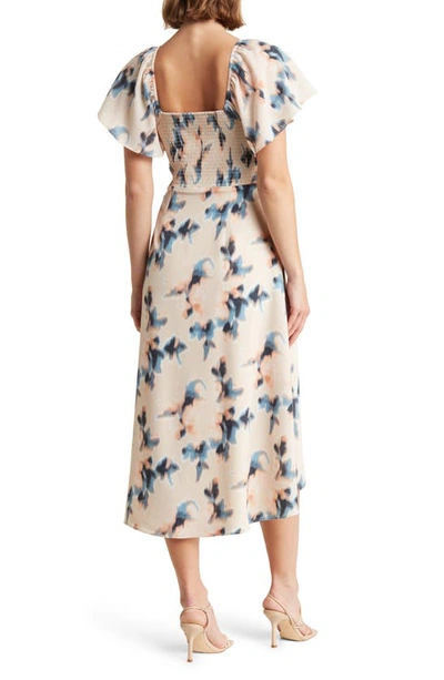 Shop Bcbgeneration Smocked High-low Midi Dress In Faded Floral