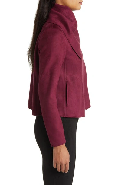 Shop Anne Klein Faux Suede Asymmetric Jacket In Chianti