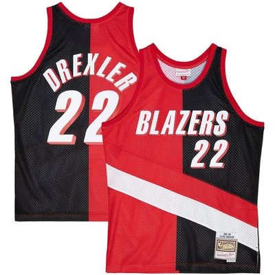 Shop Mitchell & Ness Clyde Drexler Red/black Portland Trail Blazers Hardwood Classics 1991/92 Split Swing