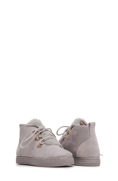 Shop Childrenchic Faux Shearling Lined Bootie Sneaker In Grey