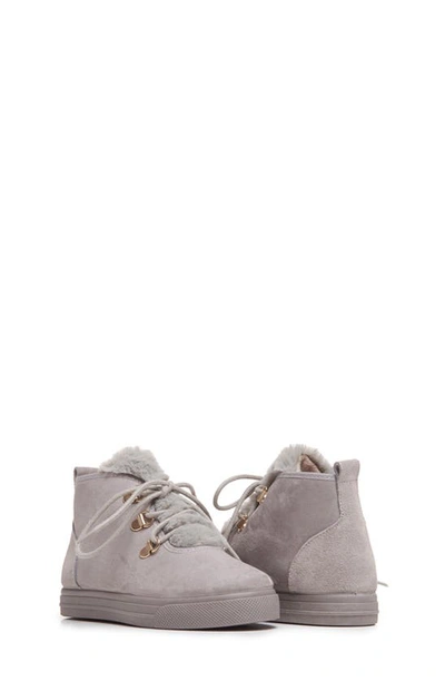Childrenchic Faux Shearling Lined Bootie Sneaker In Grey