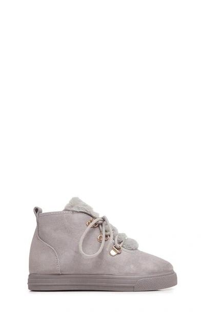Shop Childrenchic Faux Shearling Lined Bootie Sneaker In Grey