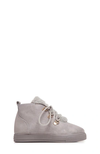 Childrenchic Faux Shearling Lined Bootie Sneaker In Grey