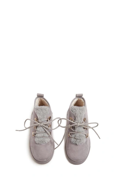 Childrenchic Faux Shearling Lined Bootie Sneaker In Grey