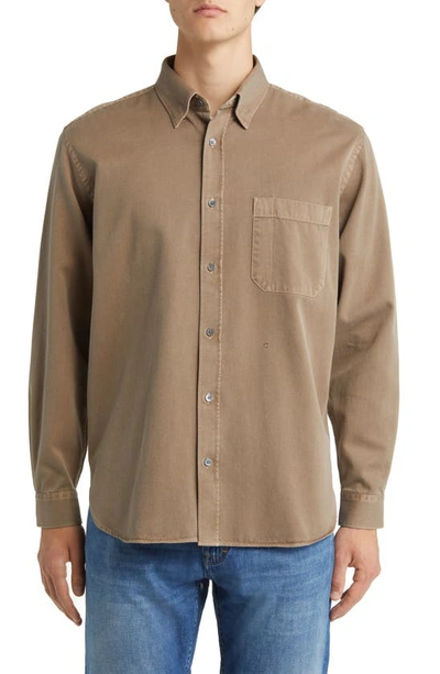 Shop Closed Formal Army Button-up Shirt In Brown Sugar