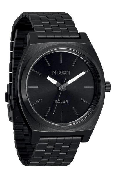 Shop Nixon Time Teller Solar Bracelet Watch, 40mm In All Black / White