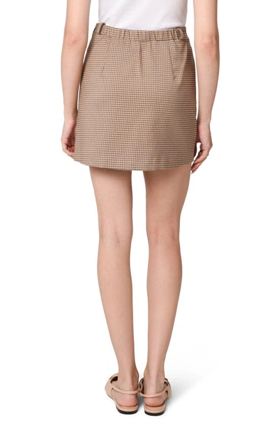 Wayf Newton Houndstooth Pencil Skirt In Brown Houndstooth