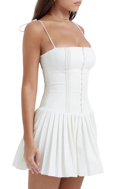 House Of Cb Marcy Pintuck Corset Bodiceminidress In White
