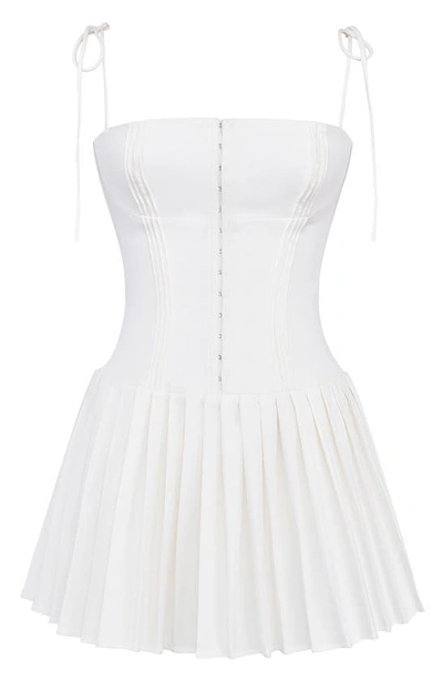 House Of Cb Marcy Pintuck Corset Bodiceminidress In White