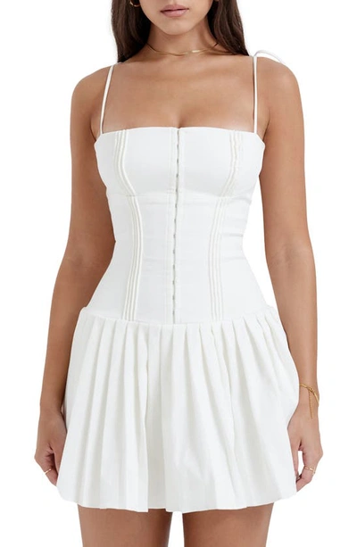 House Of Cb Marcy Pintuck Corset Bodiceminidress In White