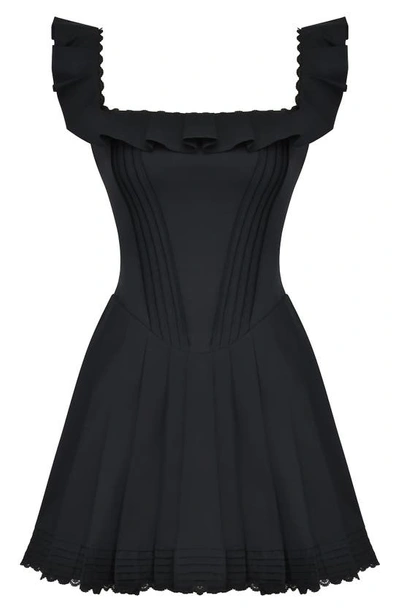 House Of Cb Jemima Ruffle Cotton Blend Sundress In Black