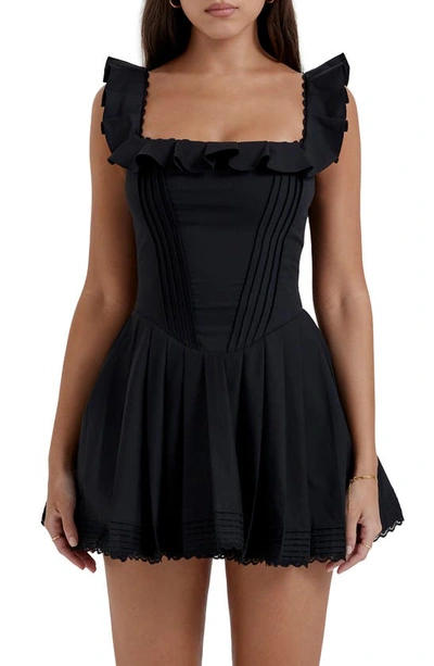 House Of Cb Jemima Ruffle Cotton Blend Sundress In Black