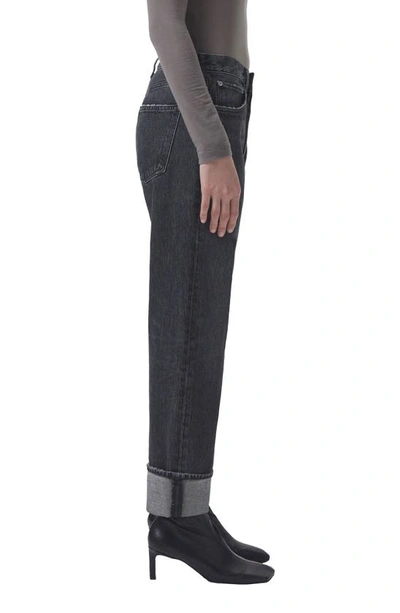 Shop Agolde Fran Cuffed Organic Cotton Ankle Straight Leg Jeans In Ditch
