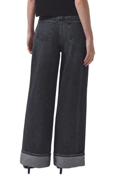 Agolde Dame Cuffed Organic Cotton Wide Leg Jeans In Ditch