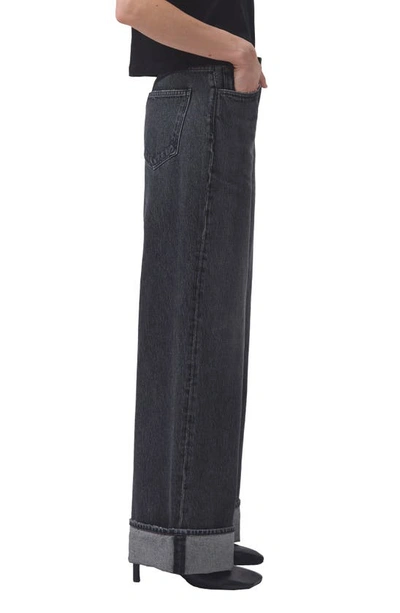 Shop Agolde Dame Cuffed Organic Cotton Wide Leg Jeans In Ditch