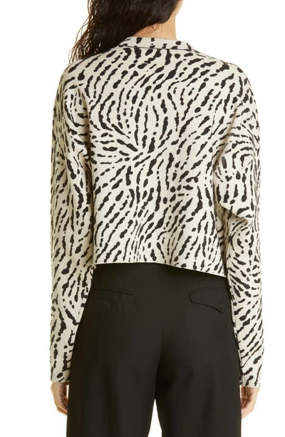 Shop Proenza Schouler White Label Animal Jacquard Silk Blend Sweater In Beige/ Black