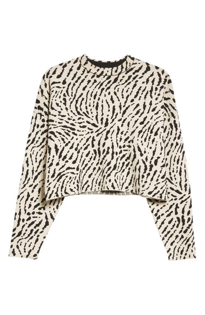Shop Proenza Schouler White Label Animal Jacquard Silk Blend Sweater In Beige/ Black